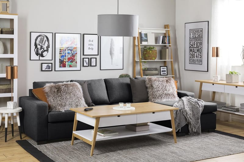 Crazy 4-personers Vendbar L-formet Chaiselongsofa i Stof - Mørkegrå - Møbler - Sofaer - Sofa med chaiselong