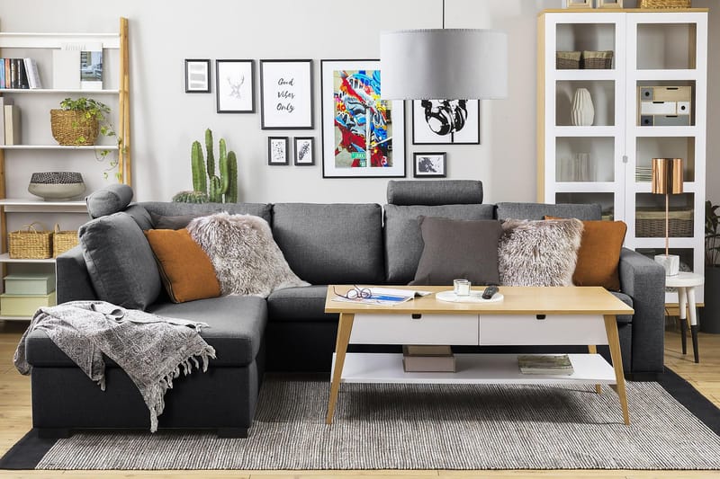 Crazy 4-personers Venstrevendt L-formet Chaiselongsofa i Stof - Mørkegrå - Møbler - Sofaer - Sofa med chaiselong