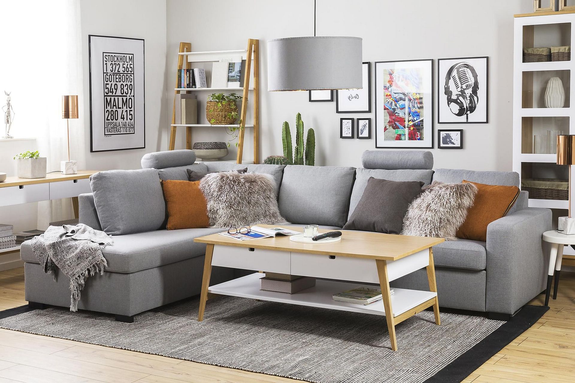 Crazy 4-personers Venstrevendt L-formet Chaiselongsofa i Stof - Grå - Møbler - Sofaer - Sofa med chaiselong