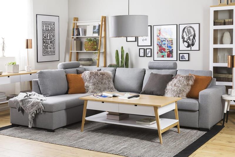 Crazy 4-personers Venstrevendt L-formet Chaiselongsofa i Stof - Grå - Møbler - Sofaer - Sofa med chaiselong