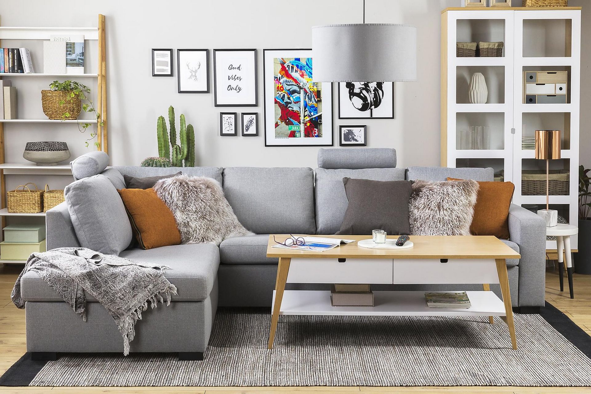 Crazy 4-personers Venstrevendt L-formet Chaiselongsofa i Stof - Grå - Møbler - Sofaer - Sofa med chaiselong