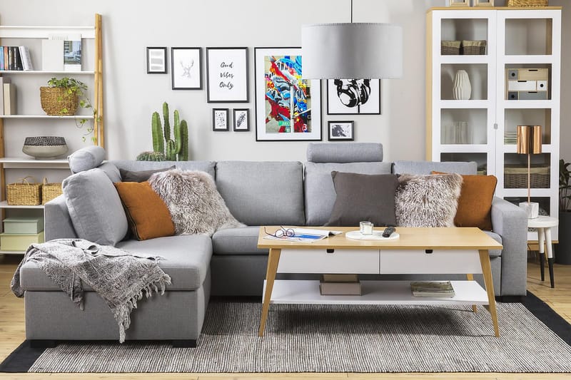Crazy 4-personers Venstrevendt L-formet Chaiselongsofa i Stof - Grå - Møbler - Sofaer - Sofa med chaiselong