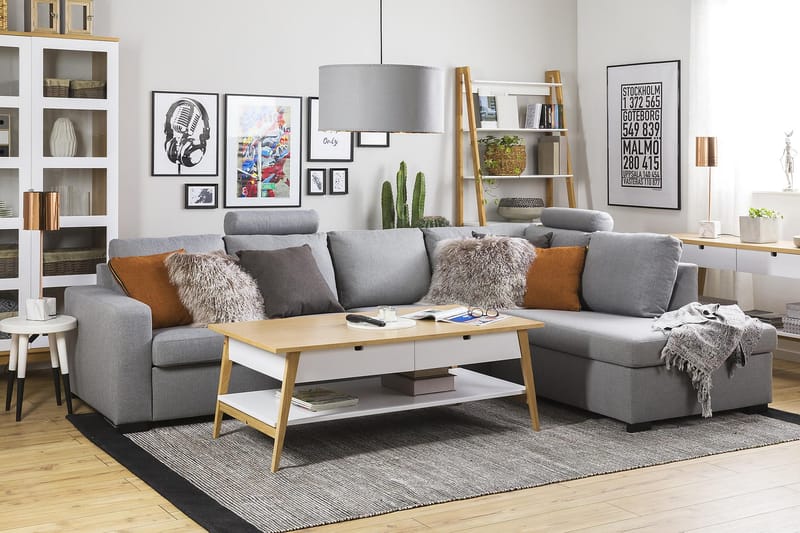 Crazy 4-personers Højrevendt L-formet Chaiselongsofa i Stof - Grå - Møbler - Sofaer - Sofa med chaiselong