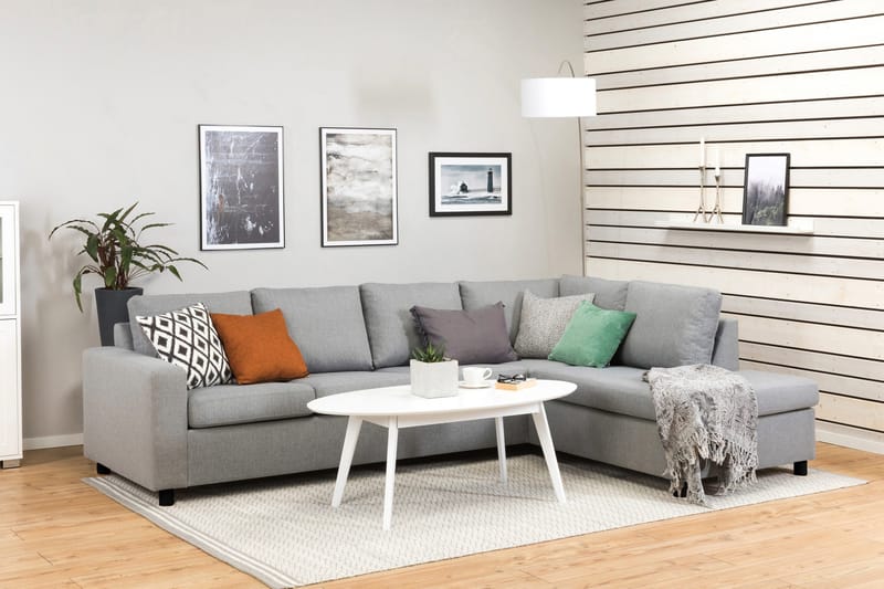 Crazy 4-personers Højrevendt L-formet Chaiselongsofa i Stof - Grå - Møbler - Sofaer - Sofa med chaiselong - 3 personers sofa med chaiselong