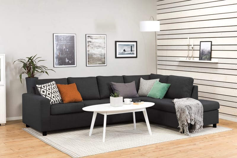 Crazy 4-personers Højrevendt L-formet Chaiselongsofa i Stof - Antracit - Møbler - Sofaer - Sofa med chaiselong - 3 personers sofa med chaiselong