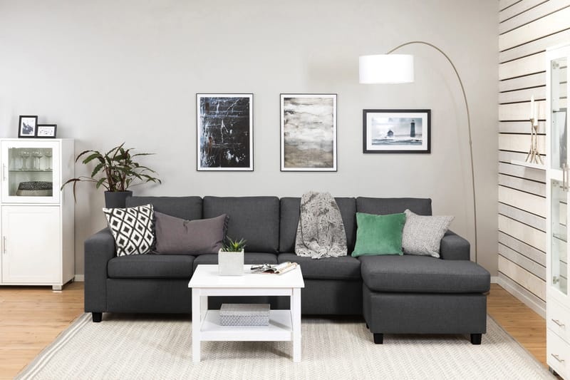 Crazy 4-personers Vendbar L-formet Chaiselongsofa i Stof - Mørkegrå - Møbler - Sofaer - Sofa med chaiselong - 4 personers sofa med chaiselong