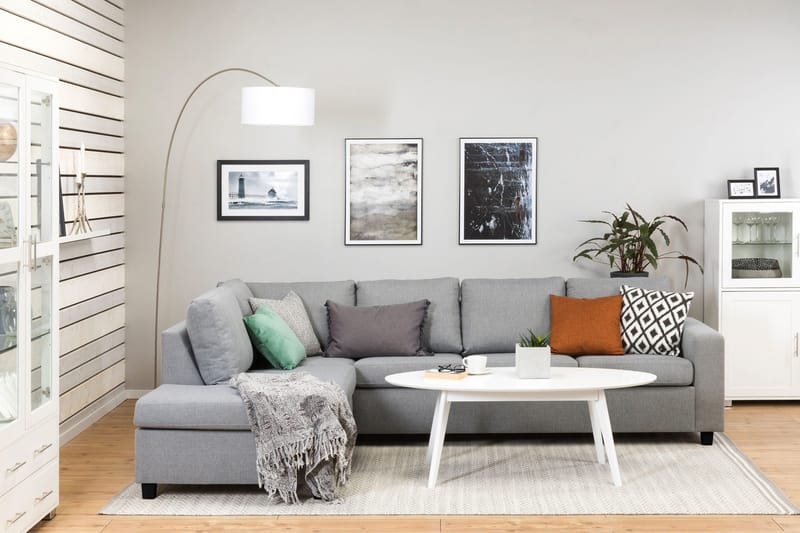 Crazy 4-personers Venstrevendt L-formet Chaiselongsofa i Stof - Grå - Møbler - Sofaer - Sofa med chaiselong - 3 personers sofa med chaiselong