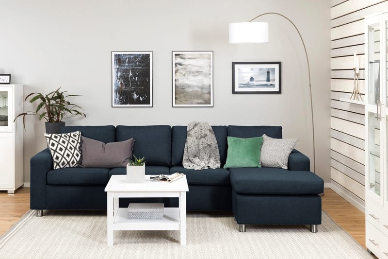 Crazy 4-personers Vendbar L-formet Chaiselongsofa i Stof - Blå - Møbler - Sofaer - Sofa med chaiselong