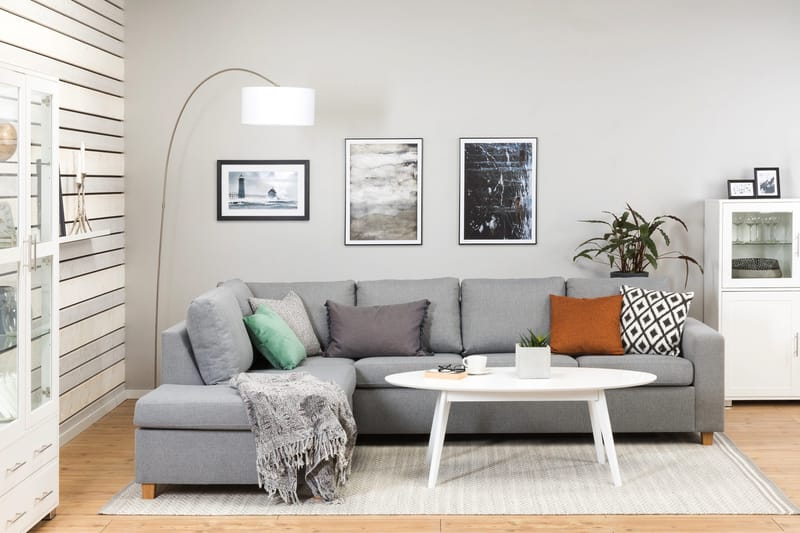 Crazy 4-personers Venstrevendt L-formet Chaiselongsofa i Stof - Grå - Møbler - Sofaer - Sofa med chaiselong - 3 personers sofa med chaiselong