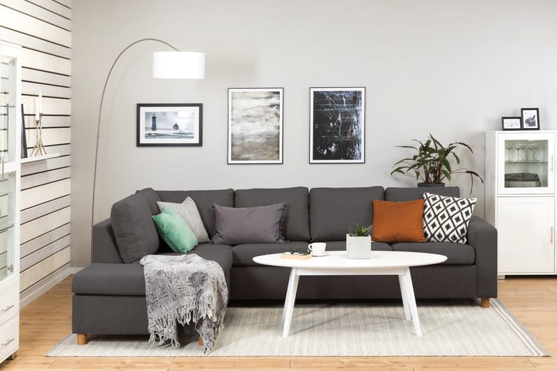 Crazy 4-personers Venstrevendt L-formet Chaiselongsofa i Stof - Mørkegrå - Møbler - Sofaer - Sofa med chaiselong