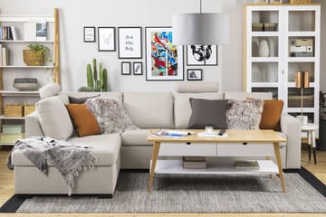 Crazy 4-personers Venstrevendt L-formet Chaiselongsofa i Stof - Beige - Møbler - Sofaer - Sofa med chaiselong