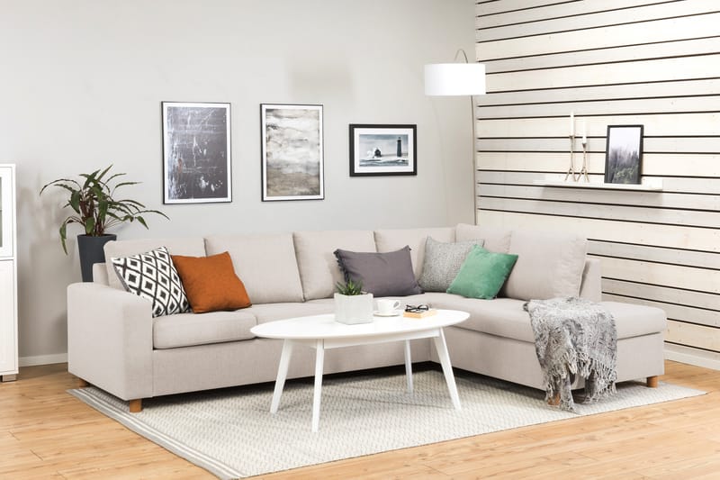 Crazy 4-personers Højrevendt L-formet Chaiselongsofa i Stof - Beige - Møbler - Sofaer - Sofa med chaiselong