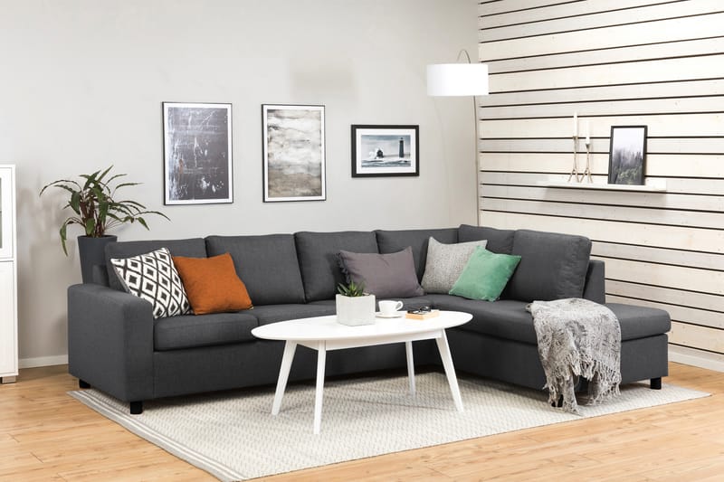 Crazy 4-personers Højrevendt L-formet Chaiselongsofa i Stof - Mørkegrå - Møbler - Sofaer - Sofa med chaiselong