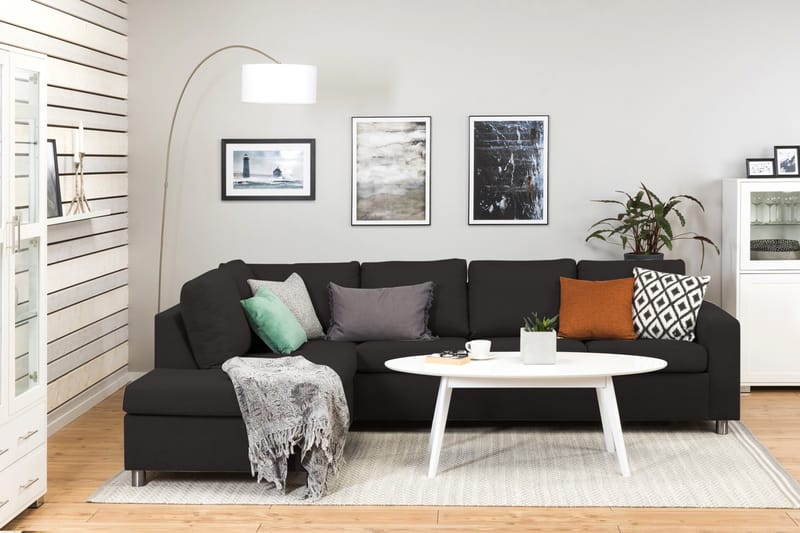 Crazy 4-personers Venstrevendt L-formet Chaiselongsofa i Stof - Antracit - Møbler - Sofaer - Sofa med chaiselong