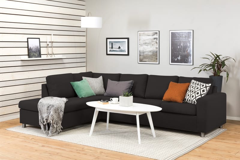 Crazy 4-personers Venstrevendt L-formet Chaiselongsofa i Stof - Antracit - Møbler - Sofaer - Sofa med chaiselong