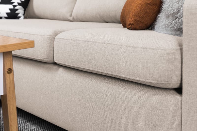 Crazy 4-personers Venstrevendt L-formet Chaiselongsofa i Stof - Beige - Møbler - Sofaer - Sofa med chaiselong