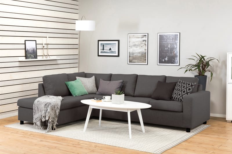 Crazy 4-personers Venstrevendt L-formet Chaiselongsofa i Stof - Mørkegrå - Møbler - Sofaer - Sofa med chaiselong