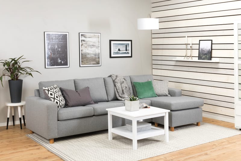 Crazy 4-personers Vendbar L-formet Chaiselongsofa i Stof - Grå - Møbler - Sofaer - Sofa med chaiselong