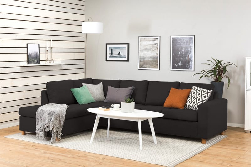 Crazy 4-personers Venstrevendt L-formet Chaiselongsofa i Stof - Antracit - Møbler - Sofaer - Sofa med chaiselong