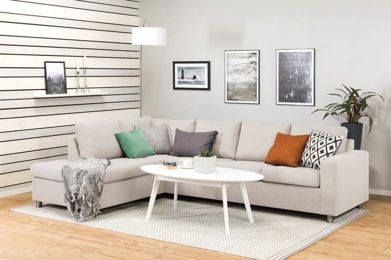 Crazy 4-personers Venstrevendt L-formet Chaiselongsofa i Stof - Beige - Møbler - Sofaer - Sofa med chaiselong