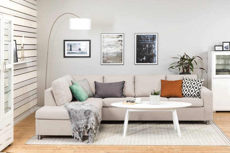 Crazy 4-personers Venstrevendt L-formet Chaiselongsofa i Stof - Beige - Møbler - Sofaer - Sofa med chaiselong