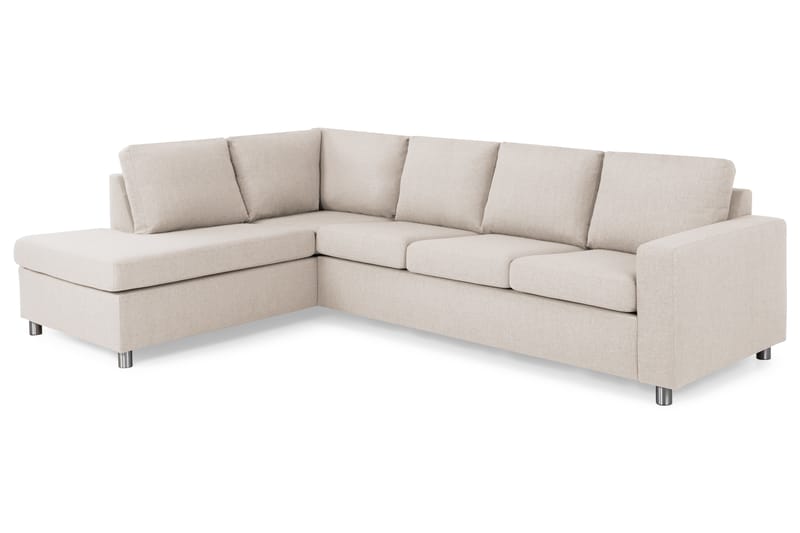 Crazy 4-personers Venstrevendt L-formet Chaiselongsofa i Stof - Beige - Møbler - Sofaer - Sofa med chaiselong