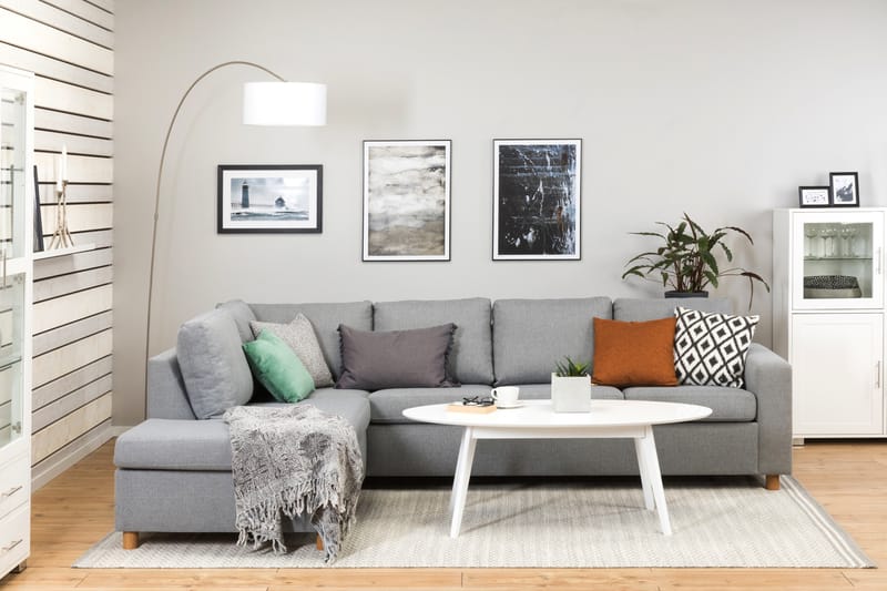 Crazy 4-personers Venstrevendt L-formet Chaiselongsofa i Stof - Grå - Møbler - Sofaer - Sofa med chaiselong
