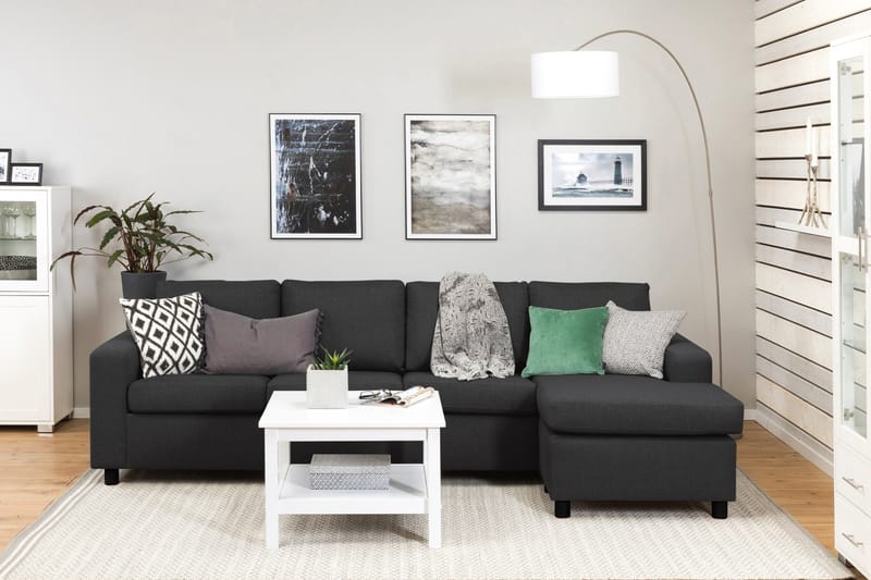 Crazy 4-personers Vendbar L-formet Chaiselongsofa i Stof - Antracit - Møbler - Sofaer - Sofa med chaiselong