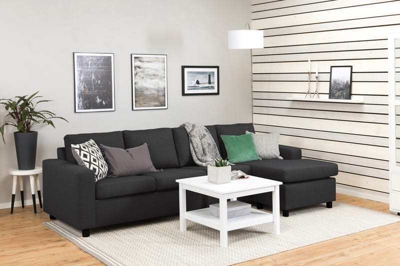 Crazy 4-personers Vendbar L-formet Chaiselongsofa i Stof - Antracit - Møbler - Sofaer - Sofa med chaiselong