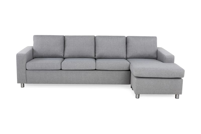 Crazy 4-personers Vendbar L-formet Chaiselongsofa i Stof - Grå - Møbler - Sofaer - Sofa med chaiselong