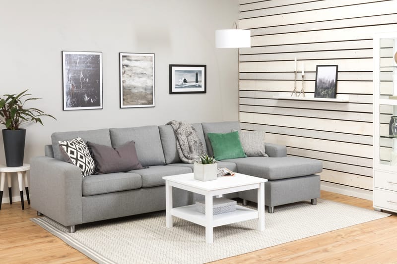 Crazy 4-personers Vendbar L-formet Chaiselongsofa i Stof - Grå - Møbler - Sofaer - Sofa med chaiselong