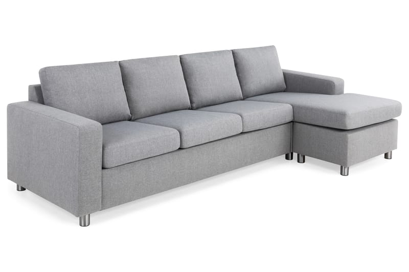 Crazy 4-personers Vendbar L-formet Chaiselongsofa i Stof - Grå - Møbler - Sofaer - Sofa med chaiselong
