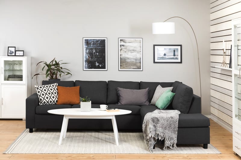 Crazy 4-personers Højrevendt L-formet Chaiselongsofa i Stof - Antracit - Møbler - Sofaer - Sofa med chaiselong