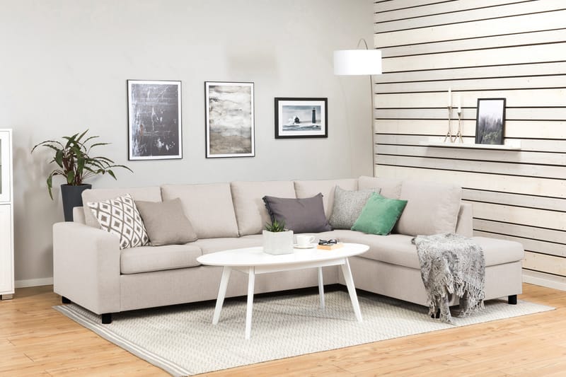 Crazy 4-personers Højrevendt L-formet Chaiselongsofa i Stof - Beige - Møbler - Sofaer - Sofa med chaiselong