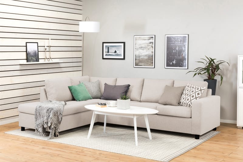 Crazy 4-personers Venstrevendt L-formet Chaiselongsofa i Stof - Beige - Møbler - Sofaer - Sofa med chaiselong