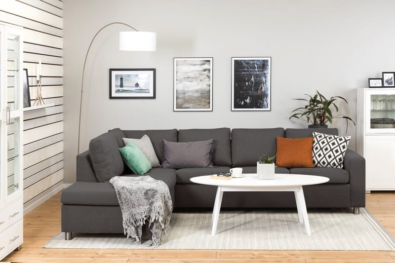 Crazy 4-personers Venstrevendt L-formet Chaiselongsofa i Stof - Mørkegrå - Møbler - Sofaer - Sofa med chaiselong