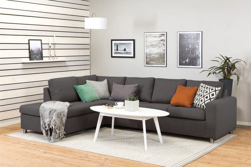 Crazy 4-personers Venstrevendt L-formet Chaiselongsofa i Stof - Mørkegrå - Møbler - Sofaer - Sofa med chaiselong