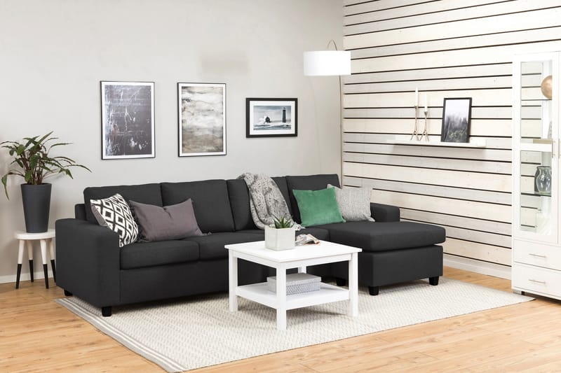 Crazy 4-personers Vendbar L-formet Chaiselongsofa i Stof - Antracit - Møbler - Sofaer - Sofa med chaiselong