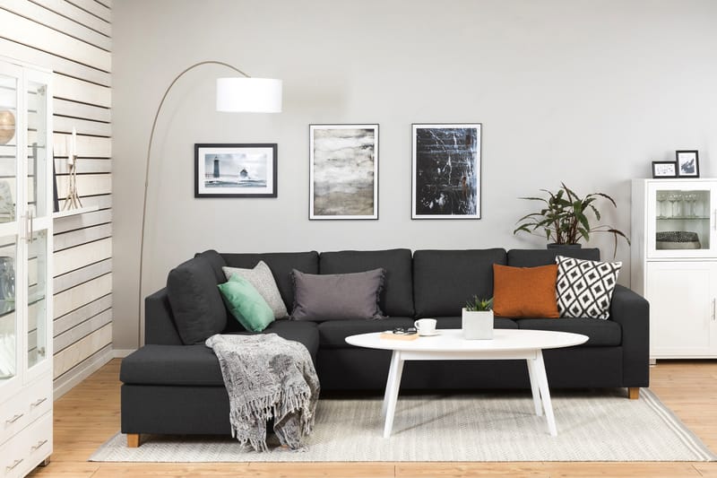 Crazy 4-personers Venstrevendt L-formet Chaiselongsofa i Stof - Antracit - Møbler - Sofaer - Sofa med chaiselong