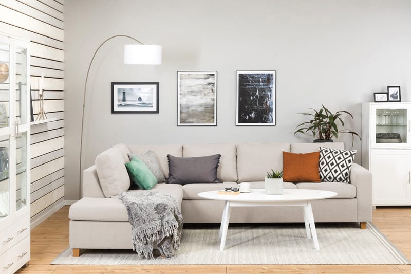 Crazy 4-personers Venstrevendt L-formet Chaiselongsofa i Stof - Beige - Møbler - Sofaer - Sofa med chaiselong