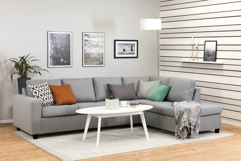 Crazy 4-personers Højrevendt L-formet Chaiselongsofa i Stof - Grå - Møbler - Sofaer - Sofa med chaiselong
