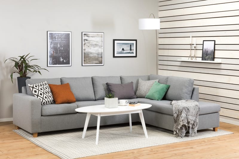 Crazy 4-personers Højrevendt L-formet Chaiselongsofa i Stof - Grå - Møbler - Sofaer - Sofa med chaiselong