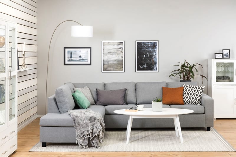 Crazy 4-personers Venstrevendt L-formet Chaiselongsofa i Stof - Grå - Møbler - Sofaer - Sofa med chaiselong