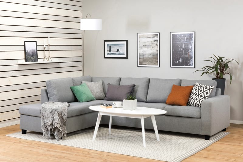 Crazy 4-personers Venstrevendt L-formet Chaiselongsofa i Stof - Grå - Møbler - Sofaer - Sofa med chaiselong