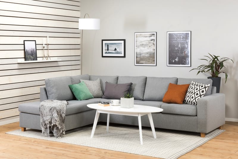 Crazy 4-personers Venstrevendt L-formet Chaiselongsofa i Stof - Grå - Møbler - Sofaer - Sofa med chaiselong