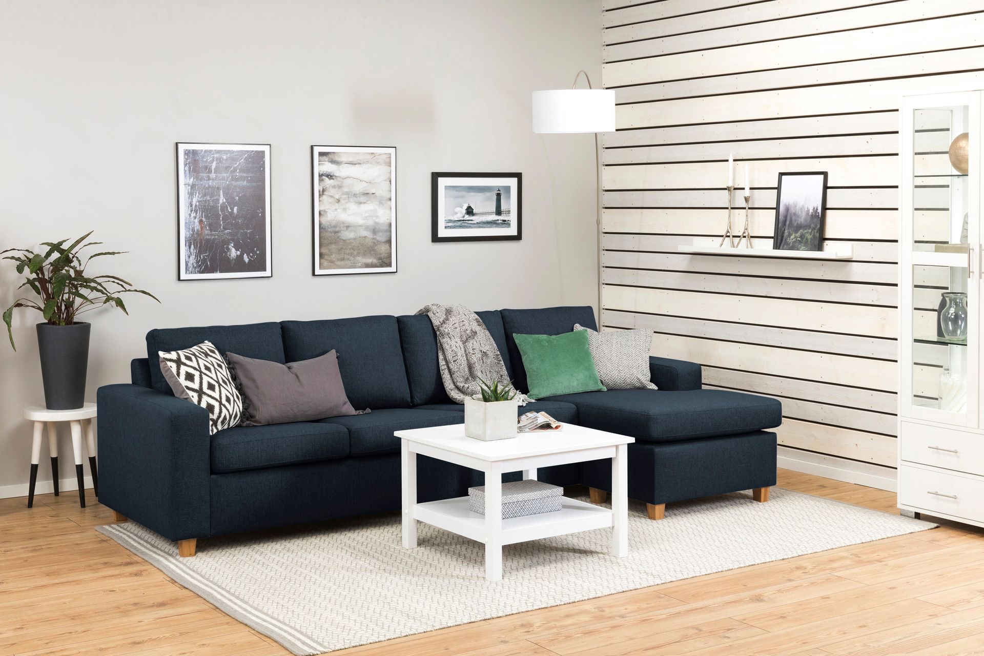 Crazy 4-personers Vendbar L-formet Chaiselongsofa i Stof - Blå - Møbler - Sofaer - Sofa med chaiselong