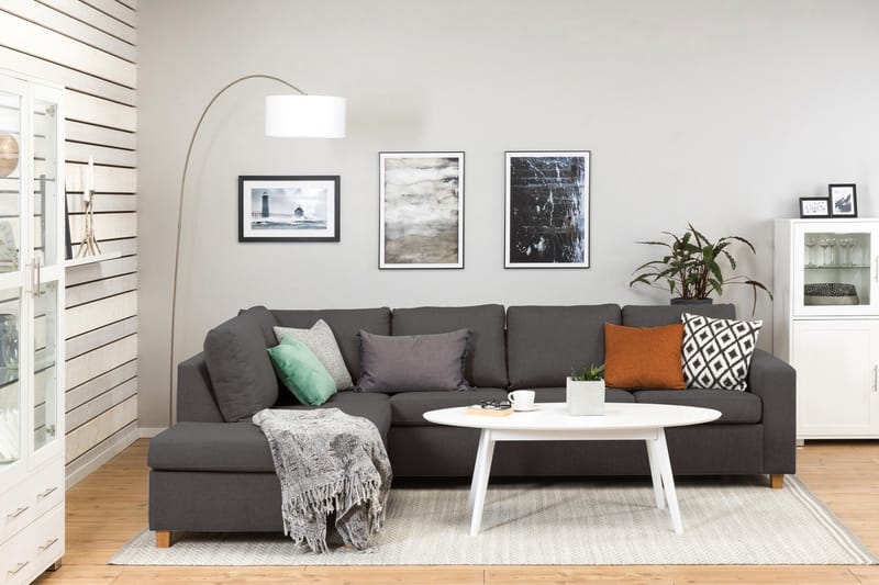 Crazy 4-personers Venstrevendt L-formet Chaiselongsofa i Stof - Mørkegrå - Møbler - Sofaer - Sofa med chaiselong