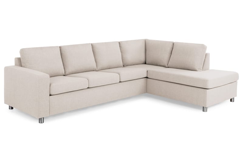 Crazy 4-personers Højrevendt L-formet Chaiselongsofa i Stof - Beige - Møbler - Sofaer - Sofa med chaiselong - 3 personers sofa med chaiselong