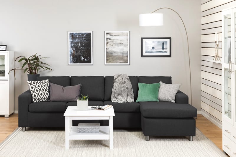 Crazy 4-personers Vendbar L-formet Chaiselongsofa i Stof - Antracit - Møbler - Sofaer - Sofa med chaiselong