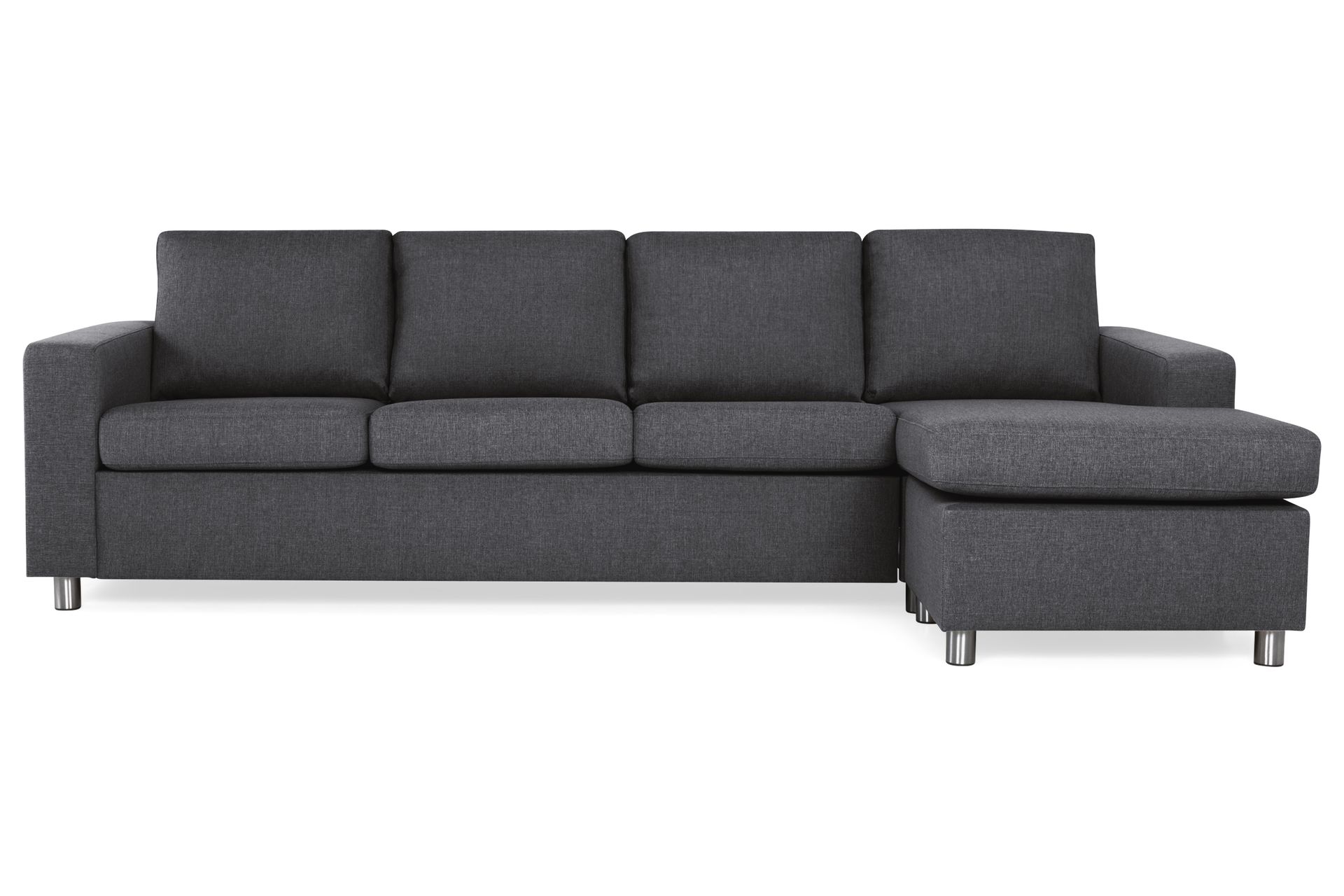 Crazy 4-personers Vendbar L-formet Chaiselongsofa i Stof - Mørkegrå - Møbler - Sofaer - Sofa med chaiselong